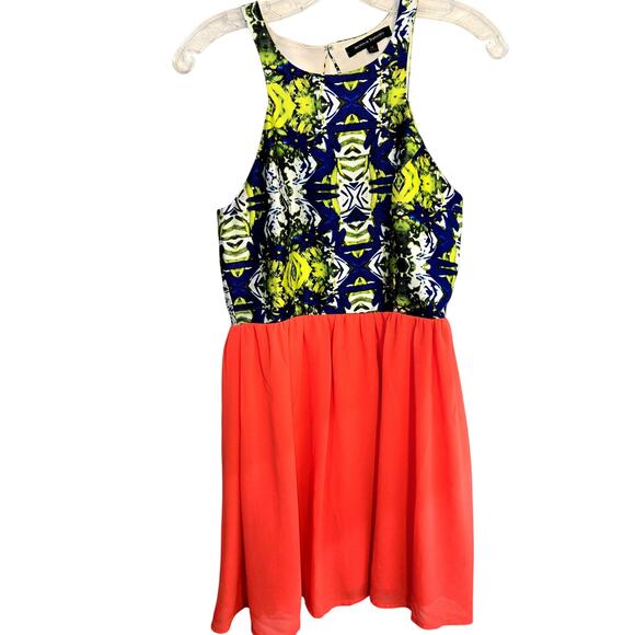 Jealous Tomato Medium Orange Blue Women's Sleeveless Sun Dress Miss Size8 10 M - Picture 2 of 6